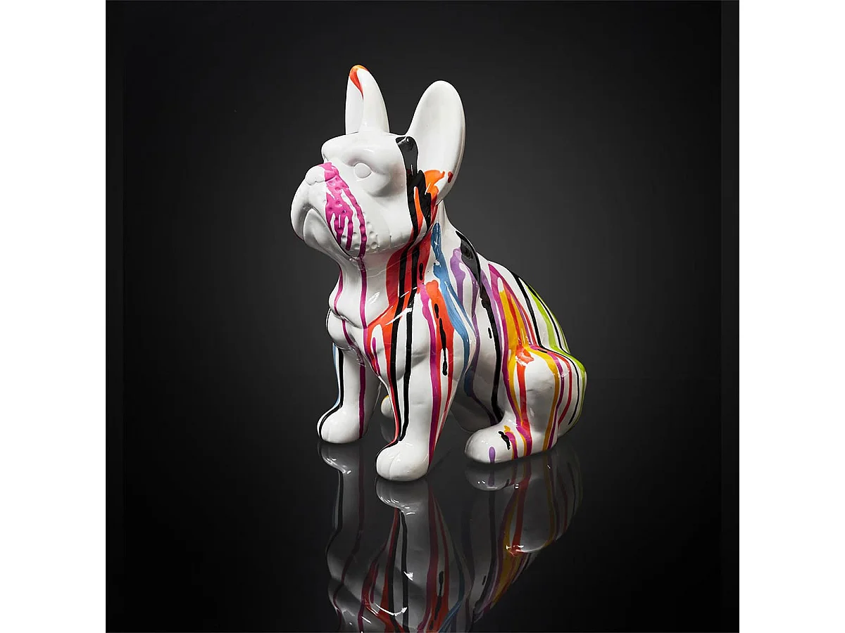 Statue Bulldog en Céramique Multicolore Brillant H30cm - STOKY