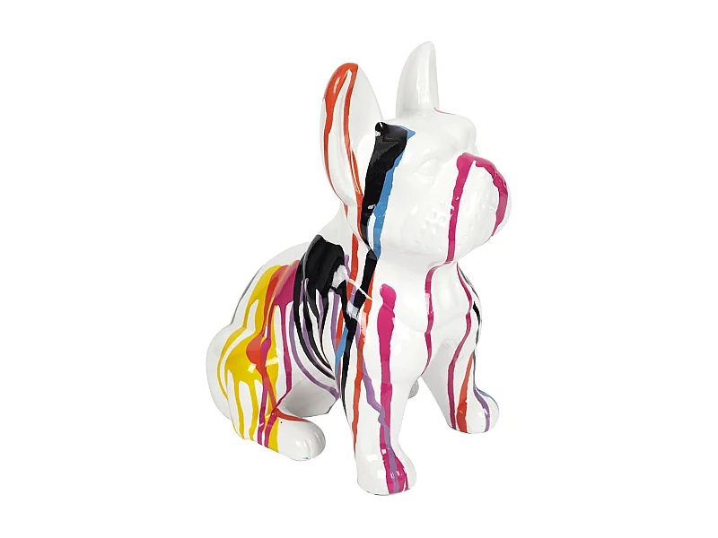 Statue Bulldog en Céramique Multicolore Brillant H30cm - STOKY