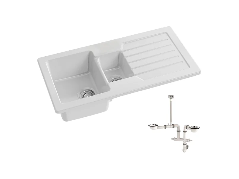 Evier à encastrer 1 bac et demi JACOB DELAFON Gaspard avec système de vidage