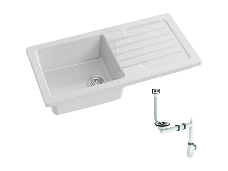 Evier à encastrer 1 bac JACOB DELAFON Gaspard avec système de vidage