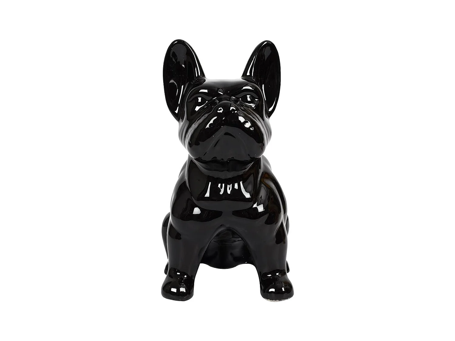 Statue Bulldog en Céramique Noir Brillant H30cm - STOKY