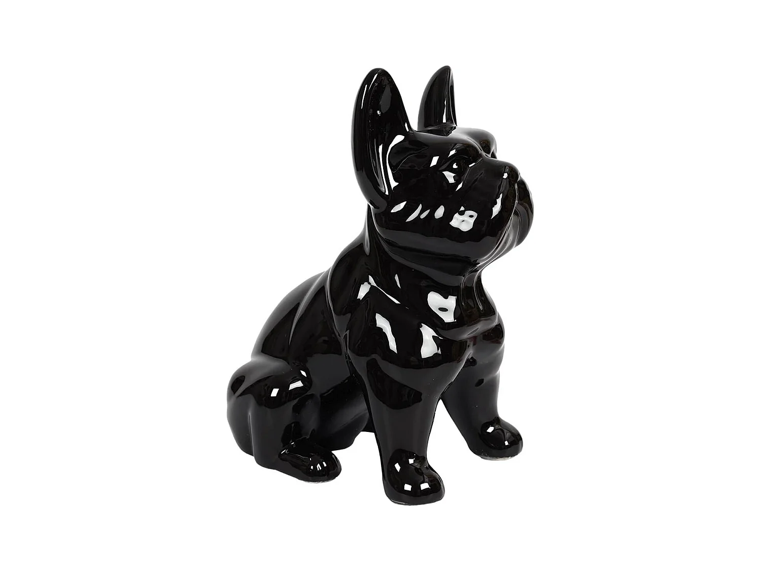 Statue Bulldog en Céramique Noir Brillant H30cm