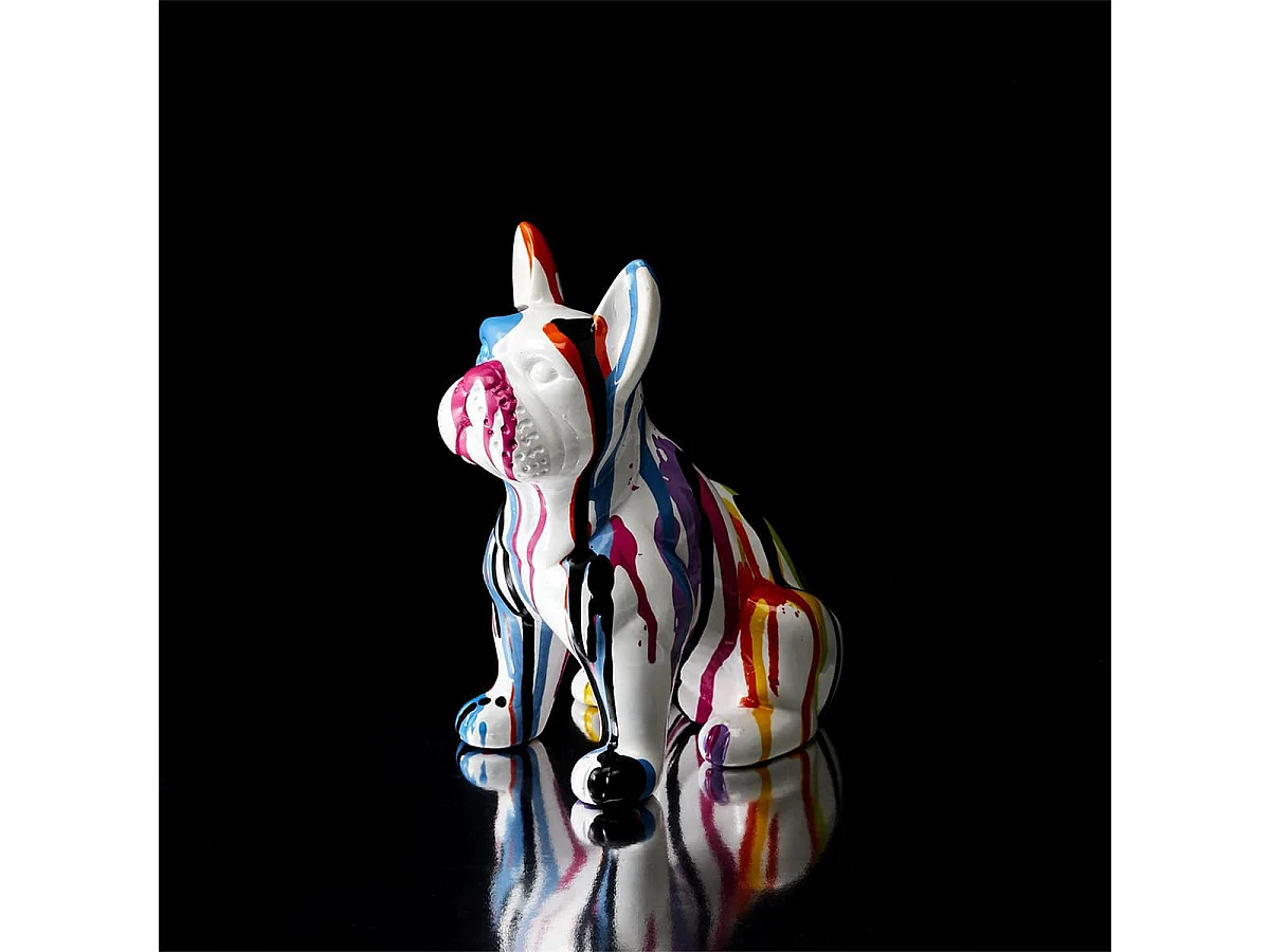 Statue Bulldog en Céramique Multicolore Brillant H20cm - STOKY