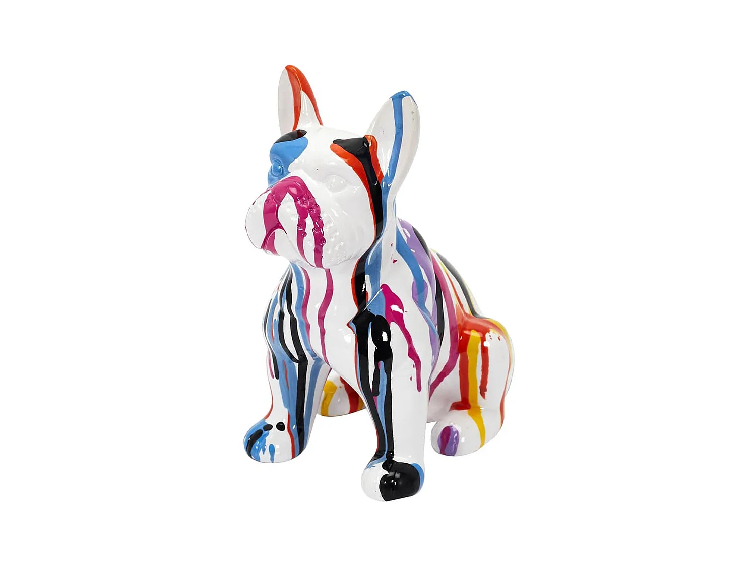 Statue Bulldog en Céramique Multicolore Brillant H20cm
