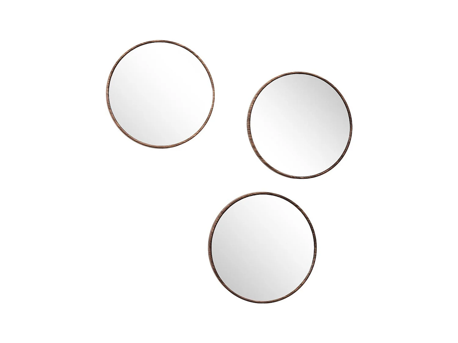 Enssemble de 3 Miroir Ø26 cm Imitation Bois - RONIX