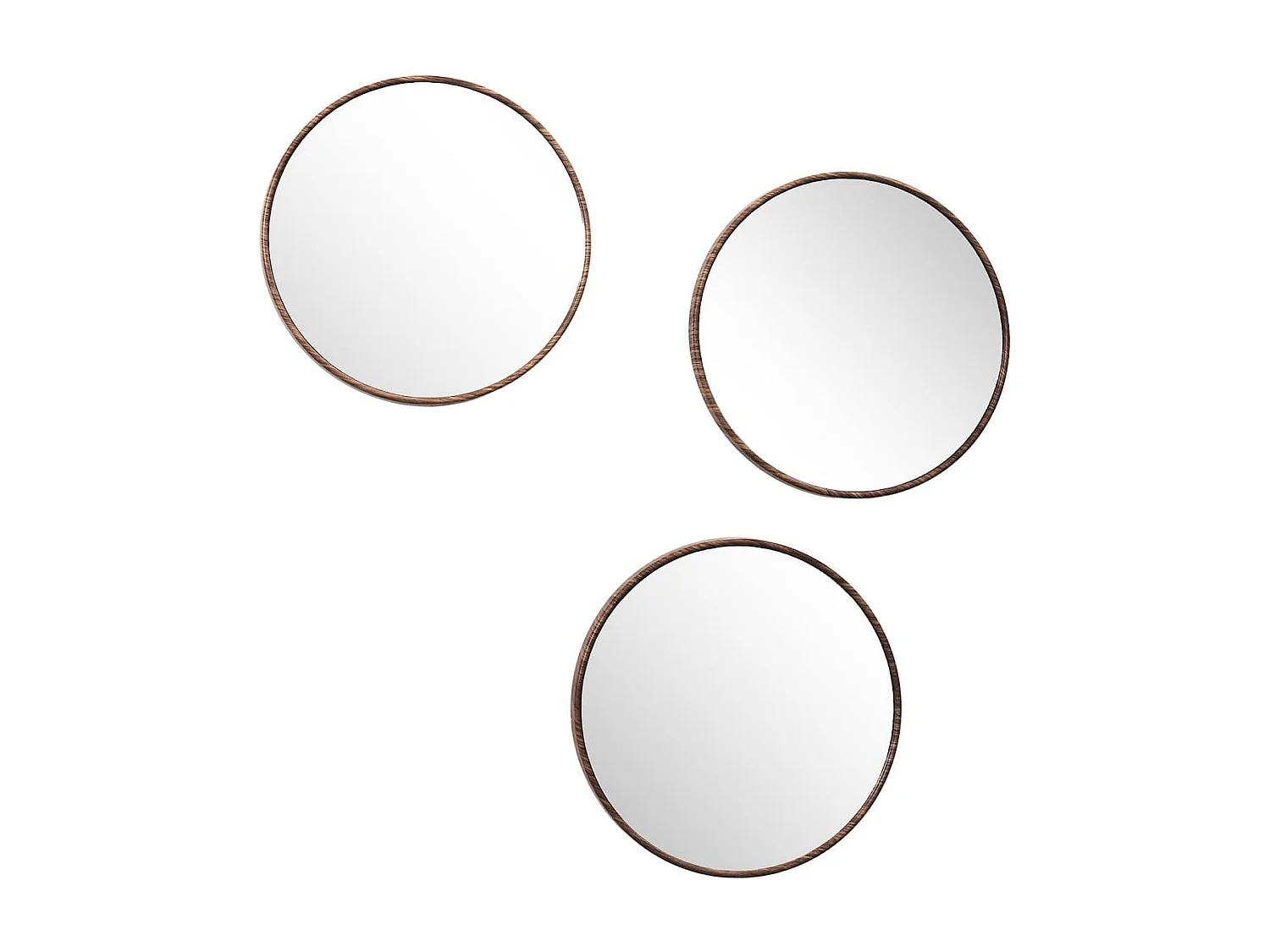 Enssemble de 3 Miroir Ø26 cm Imitation Bois - RONIX