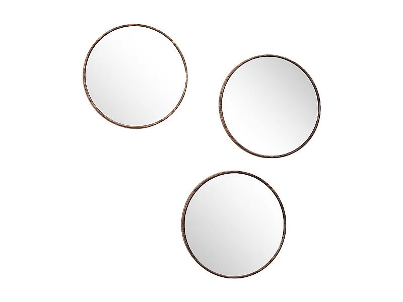 Enssemble de 3 Miroir Ø26 cm Imitation Bois - RONIX