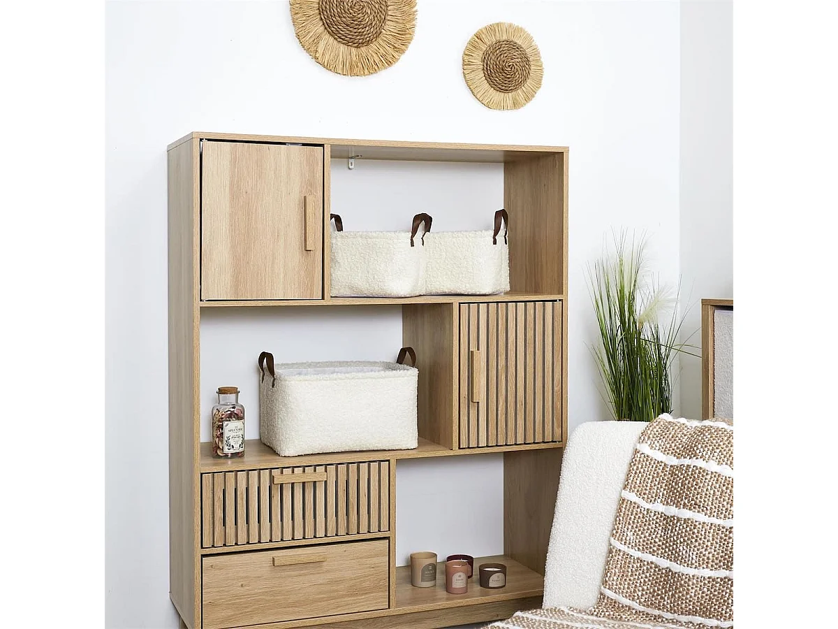 Ensemble de 3 Paniers Rangement Blanc Bouclette - INIUS