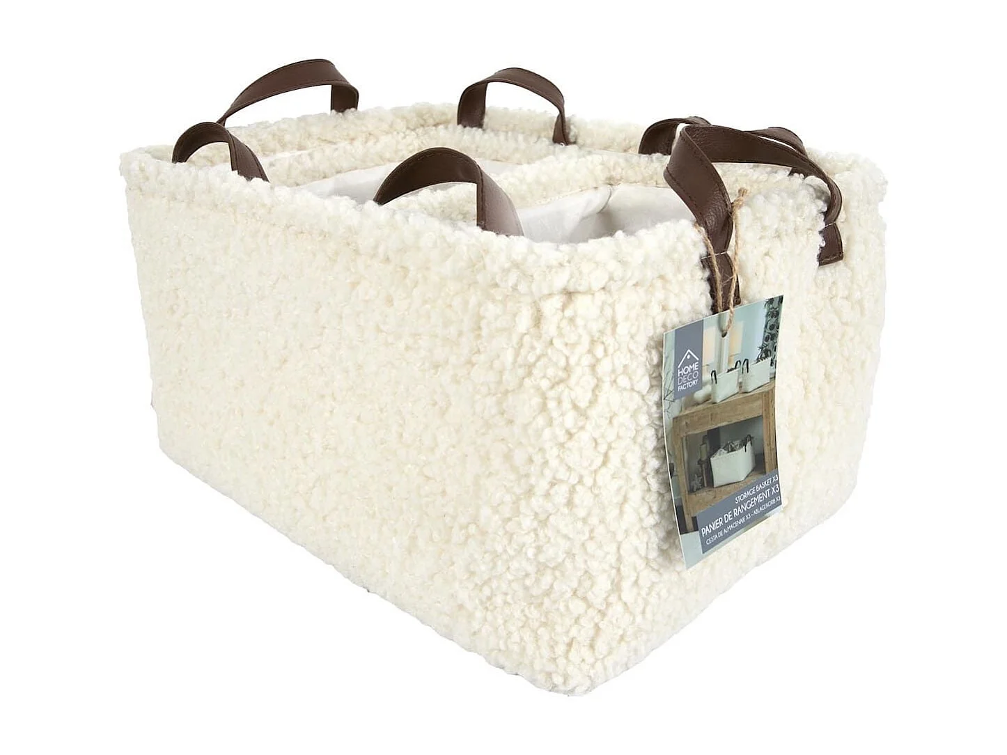 Ensemble de 3 Paniers Rangement Blanc Bouclette - INIUS