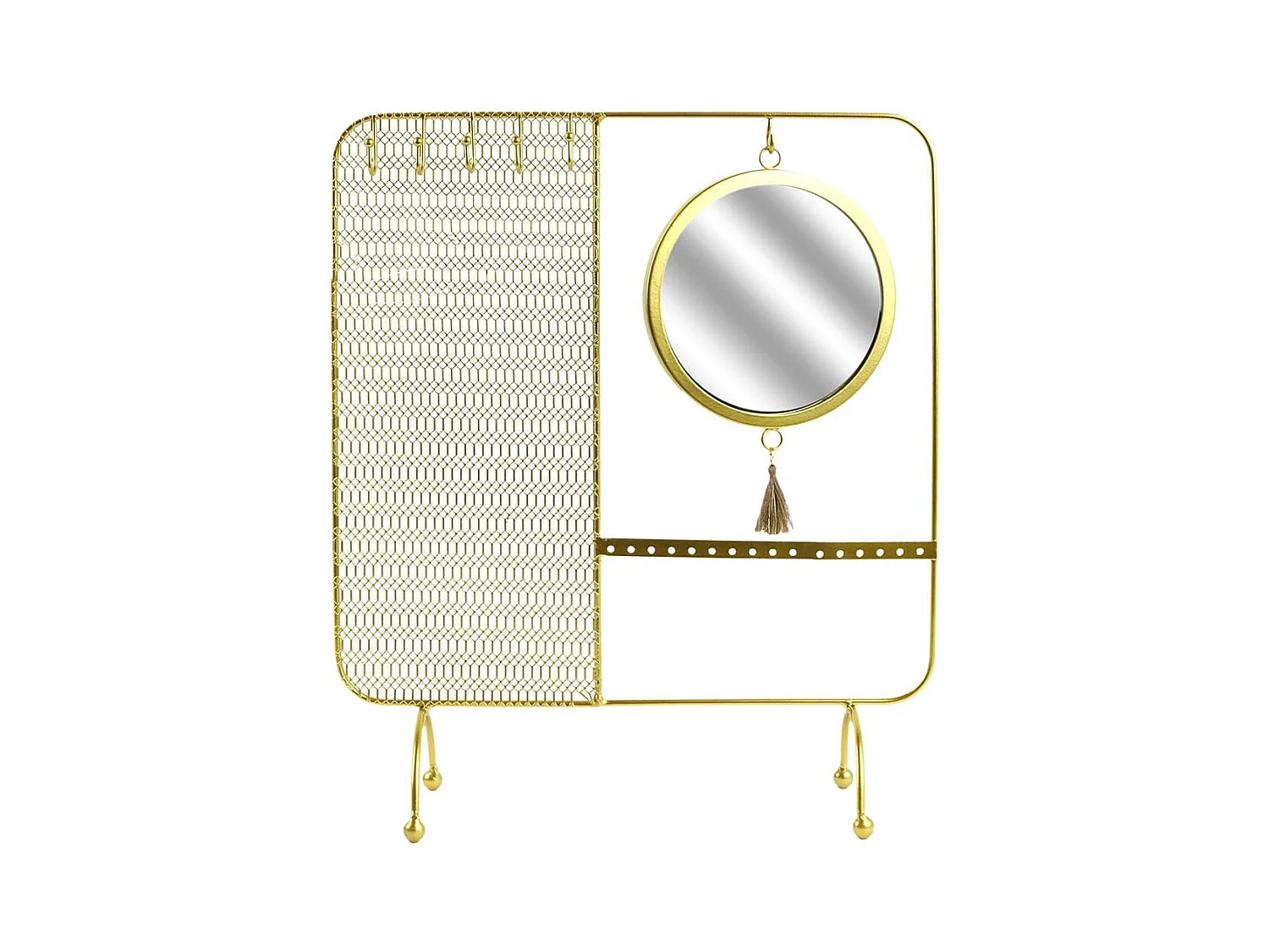 Porte-Bijoux en Métal Doré avec Miroir Intégré