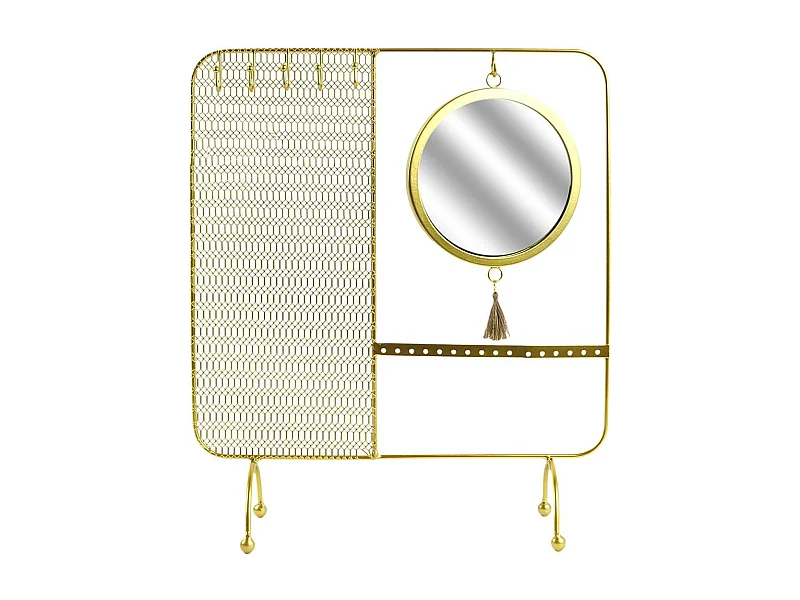 Porte-Bijoux en Métal Doré avec Miroir Intégré - LORIA