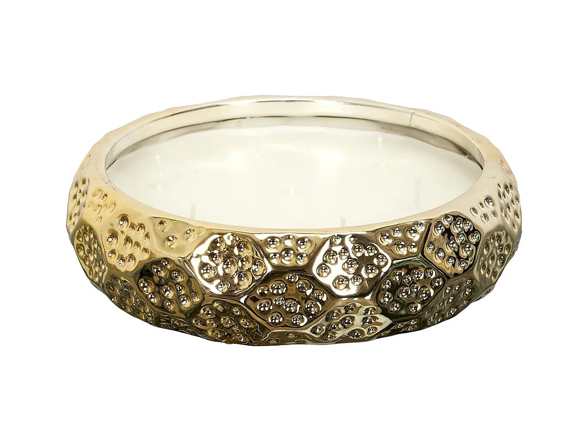 Bougie Parfumée en Céramique Dorée 7 Mèches Senteur Ambre Ø20cm - PONS