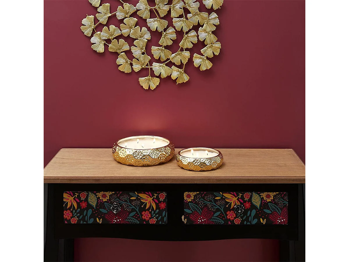 Bougie Parfumée en Céramique Dorée 7 Mèches Senteur Ambre Ø20cm - PONS