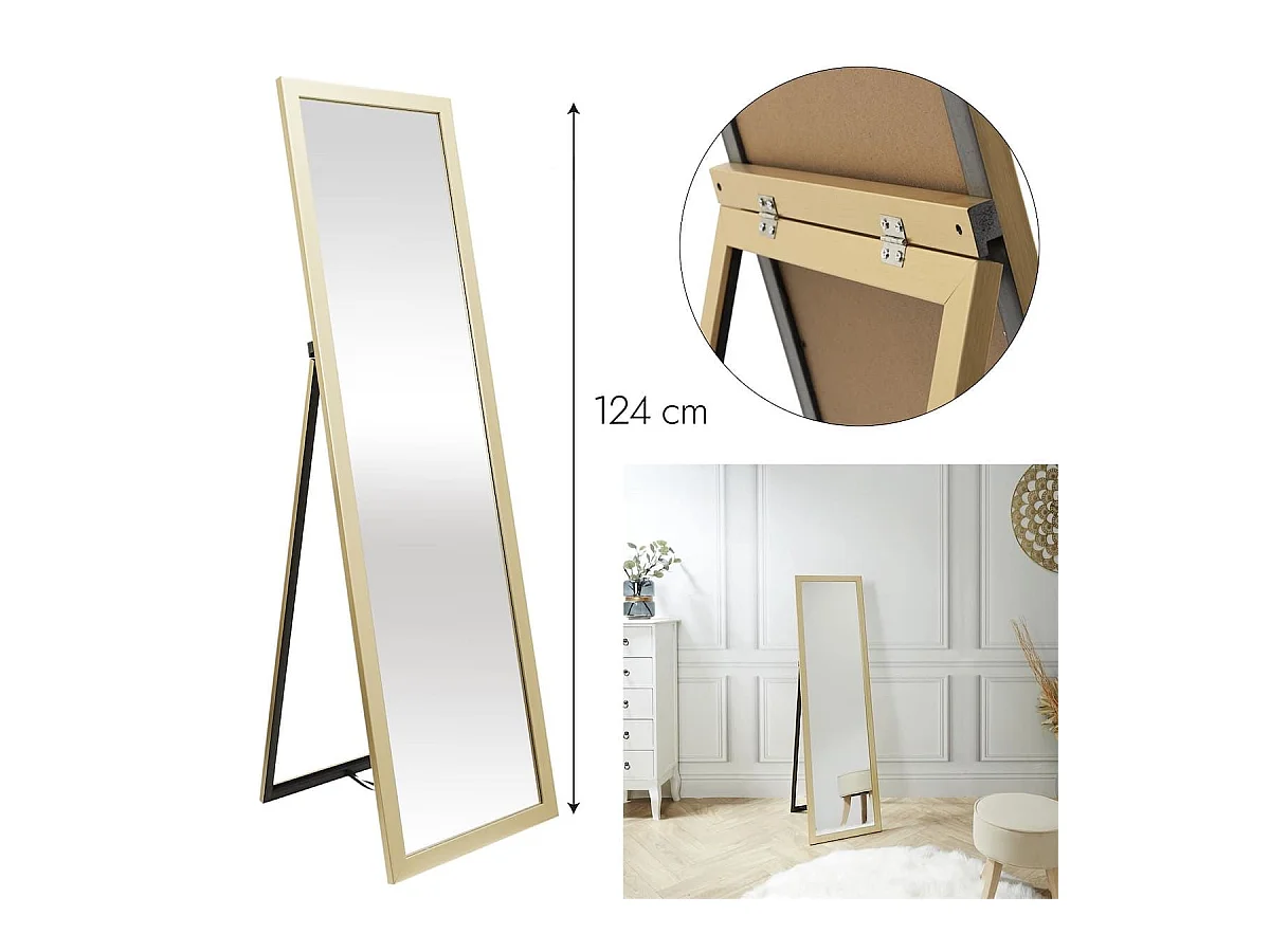 Miroir sur Pied Doré 122 cm - ZOLUS