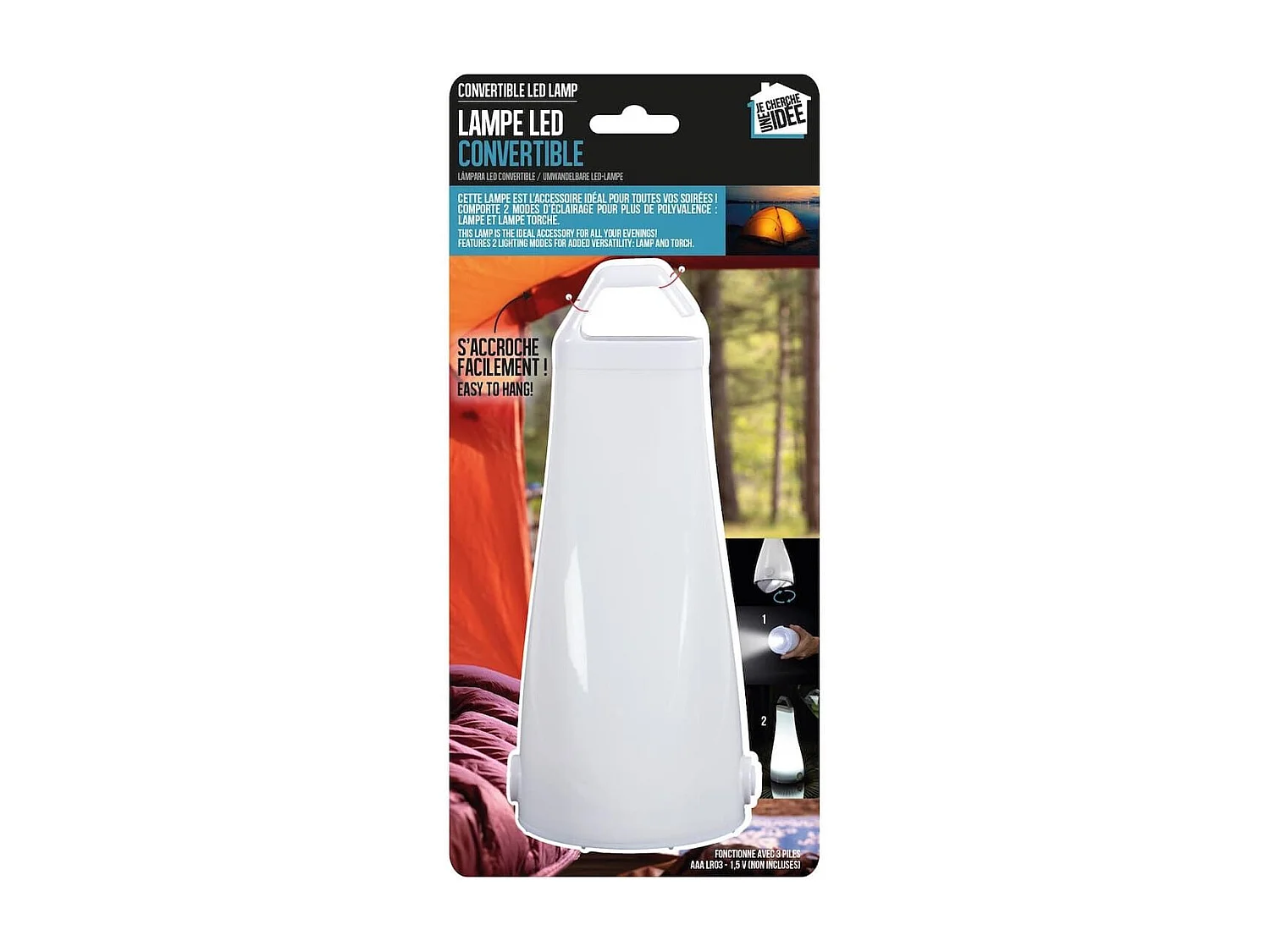 Lanterne à pile en plastique à led blanche à suspendre ou poser - LUDORA