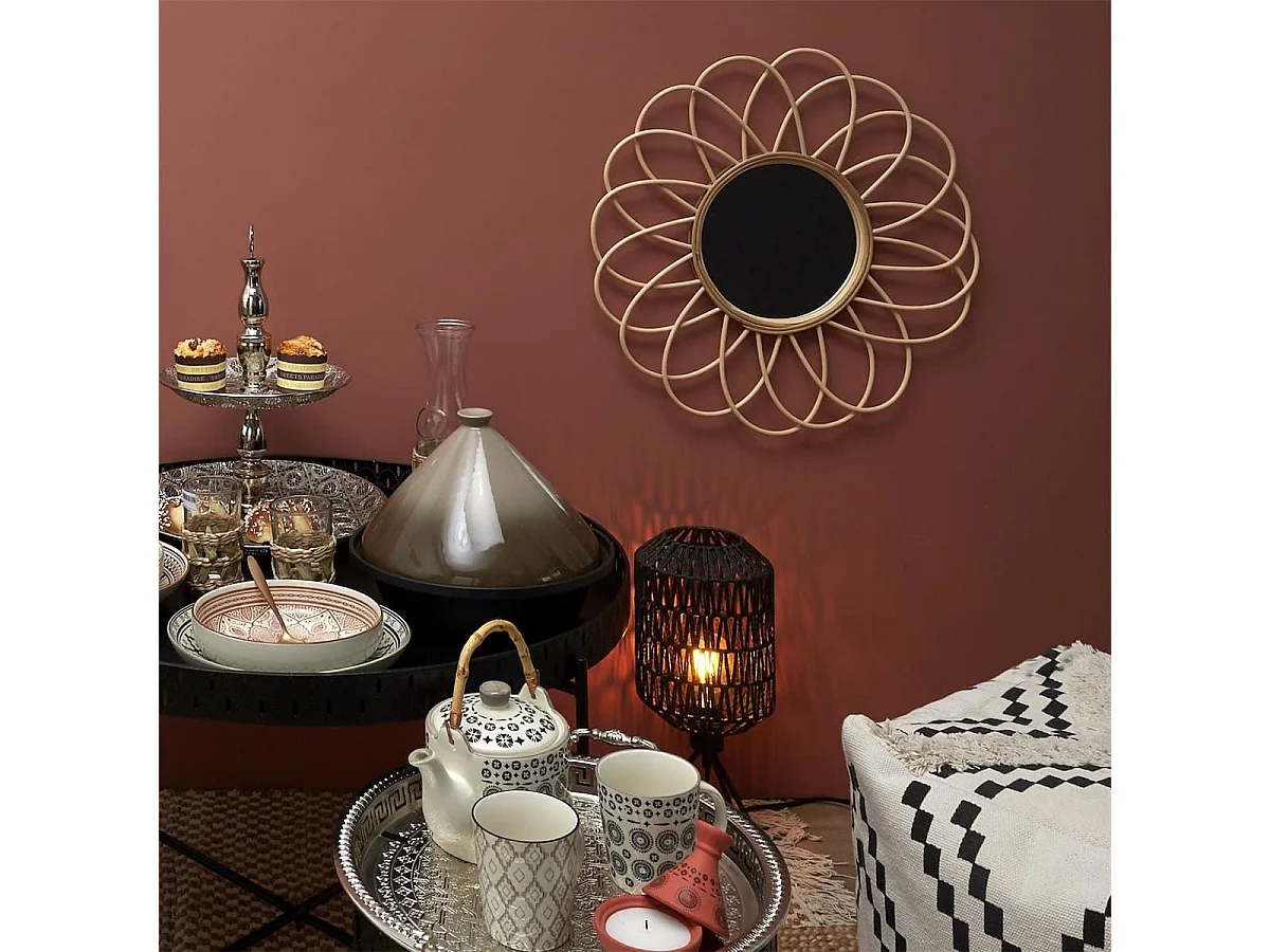 Miroir Rotin Rosace Ø56 cm - BERNOR