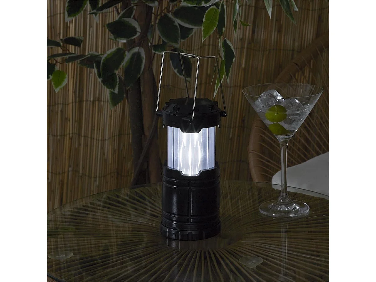 Lanterne à pile en plastique à effet flamme et LED blanche à suspendre ou à poser - FLAMORA