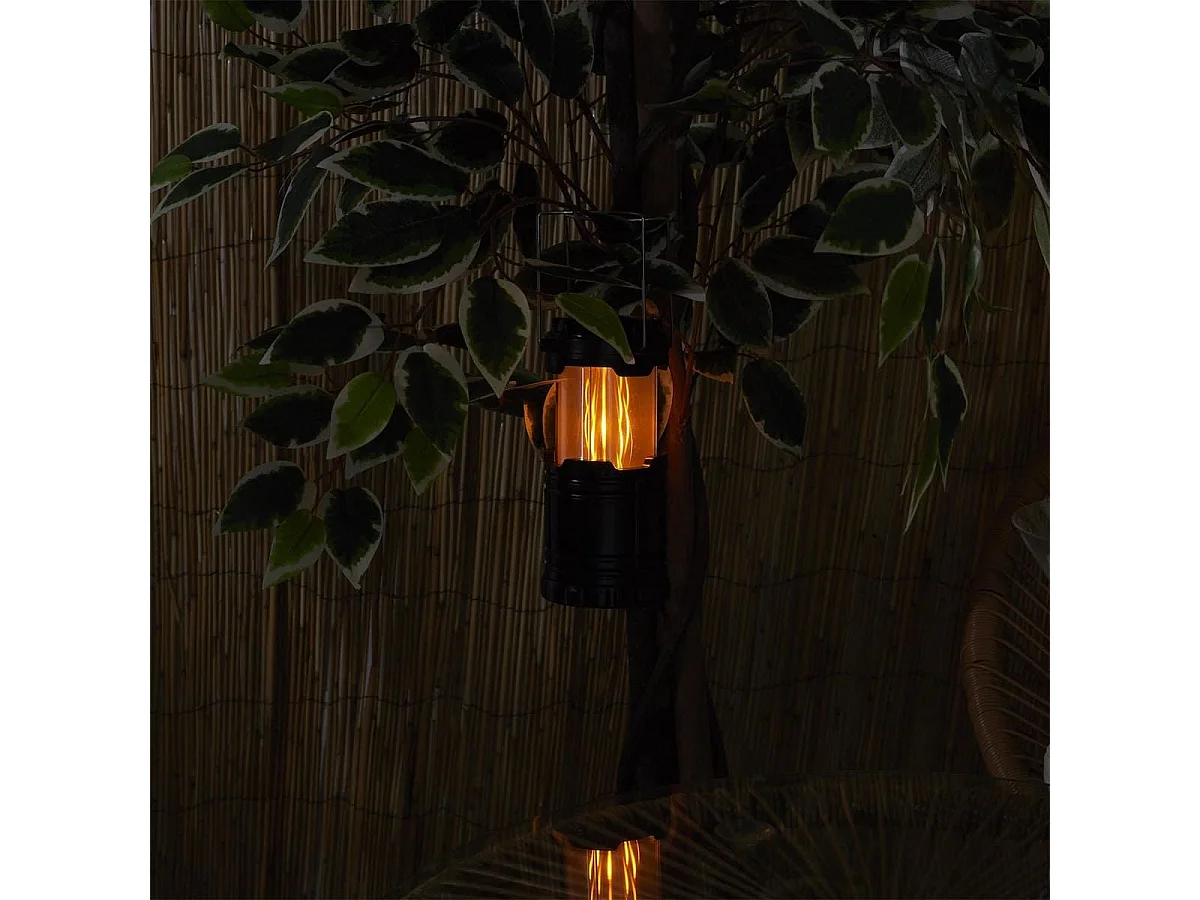 Lanterne à pile en plastique à effet flamme et LED blanche à suspendre ou à poser - FLAMORA