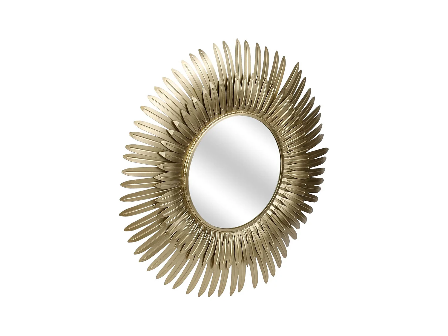 Miroir Cadre Plumes Dorées Ø53cm - AIGUS