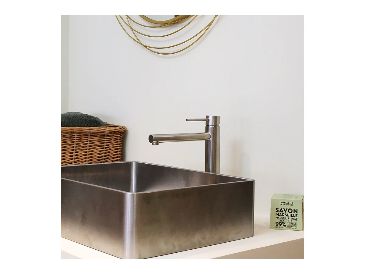 Luisa mitigeur lavabo haut façon inox brossé - Essebagno