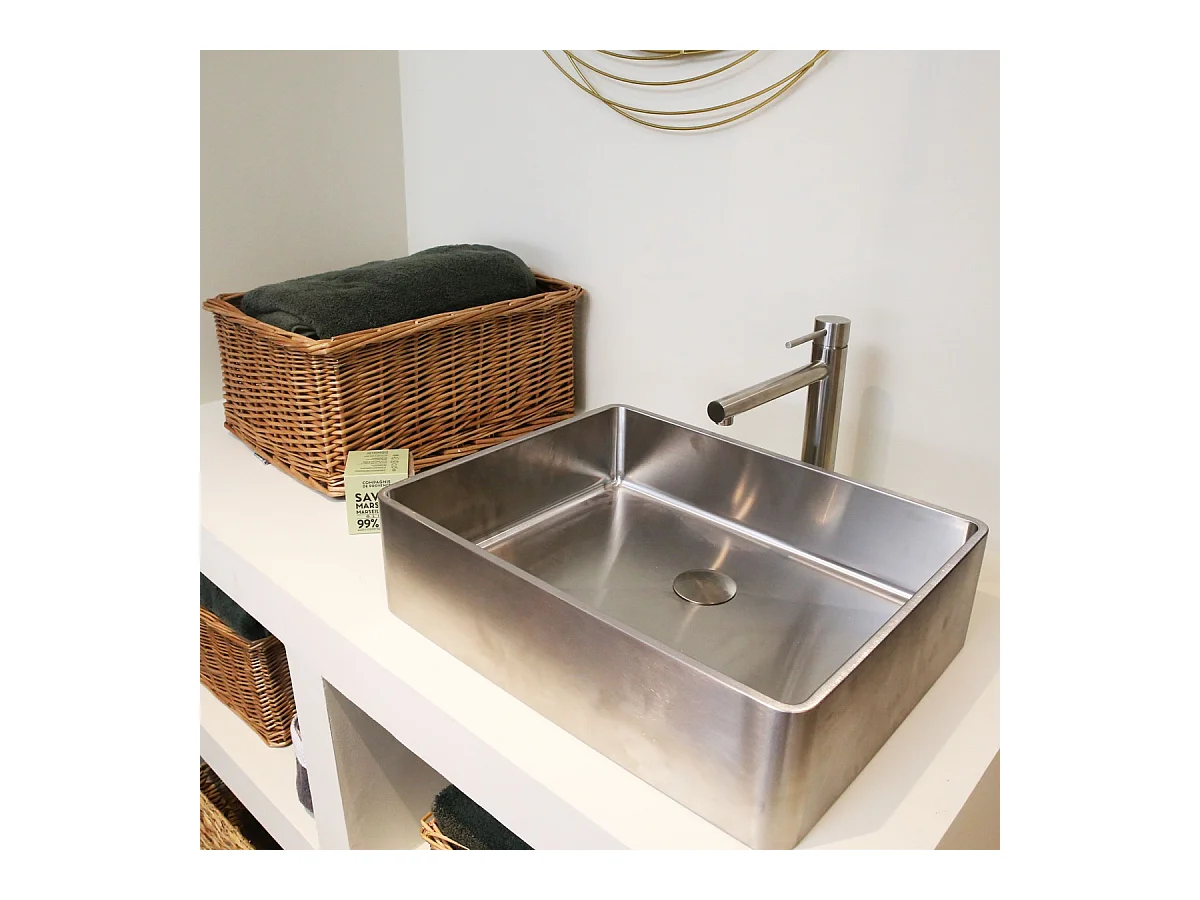 Luisa mitigeur lavabo haut façon inox brossé - Essebagno