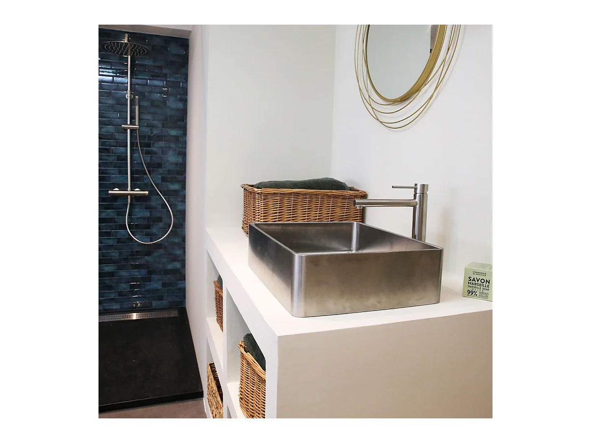 Luisa mitigeur lavabo haut façon inox brossé - Essebagno