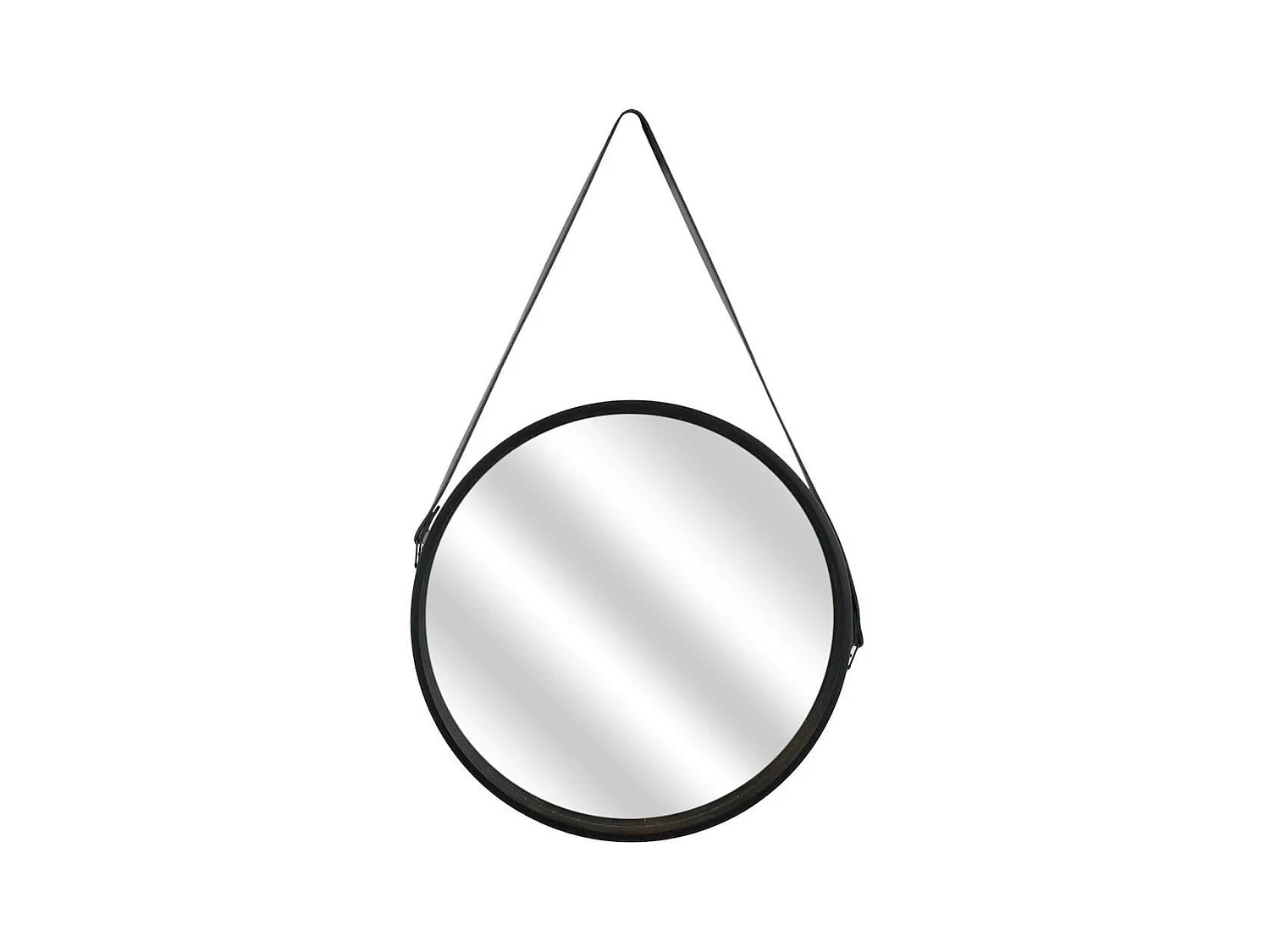 Miroir Rond avec Anse PU Noir Ø40 cm - ABRAM