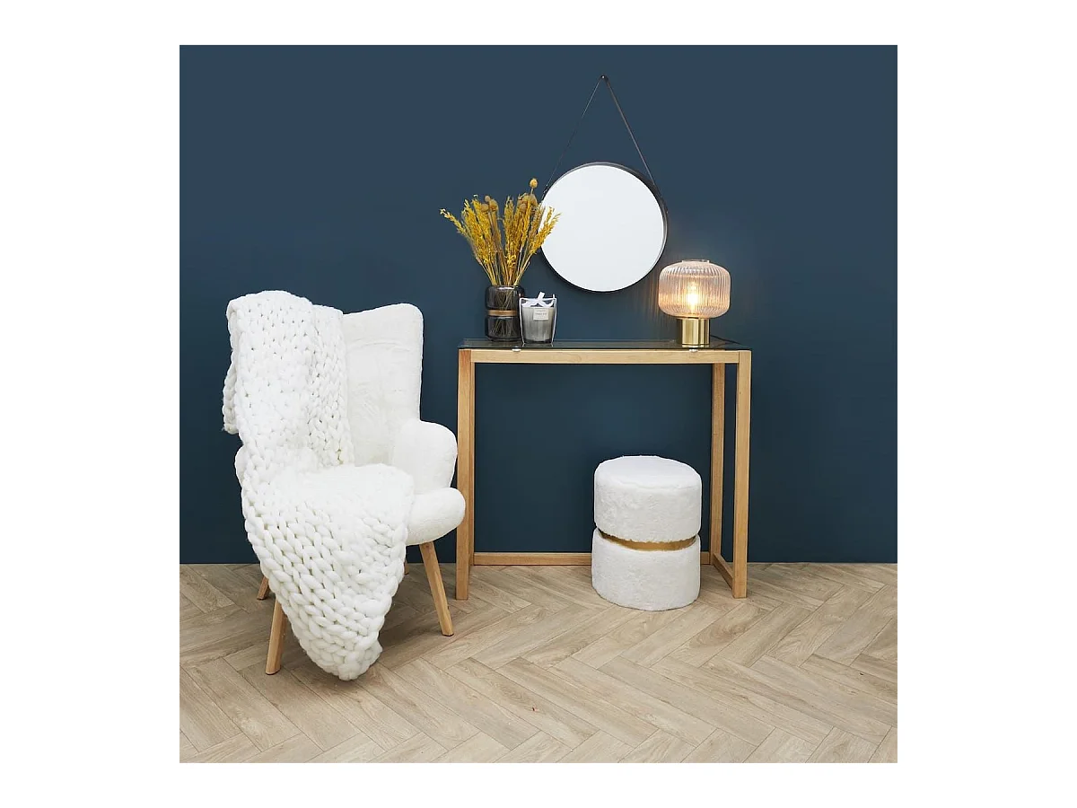 Miroir Rond avec Anse PU Noir Ø40 cm - ABRAM