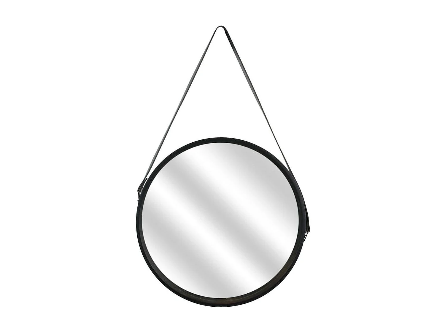 Miroir Rond avec Anse PU Noir Ø40 cm - ABRAM