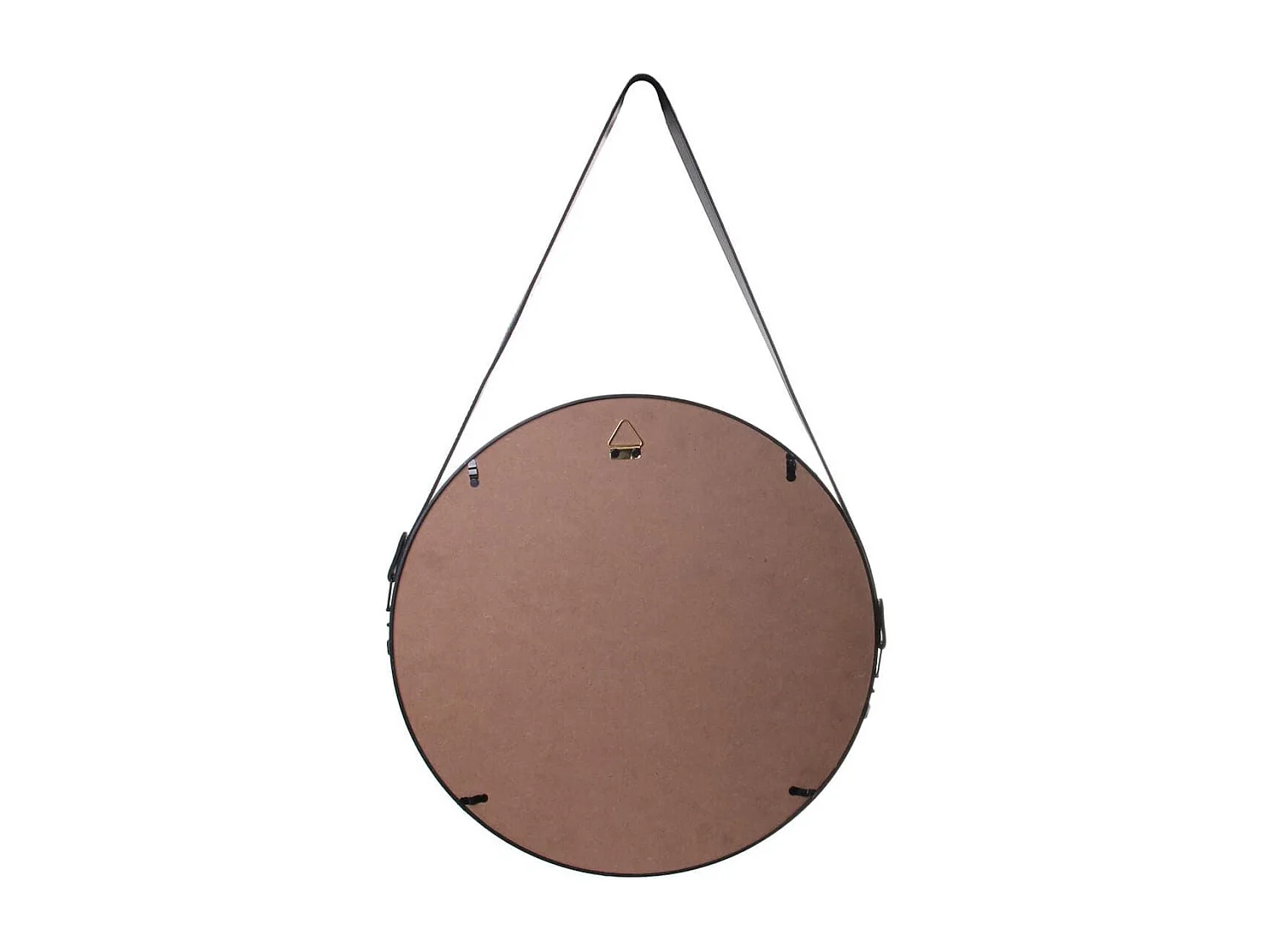 Miroir Rond avec Anse PU Noir Ø40 cm - ABRAM