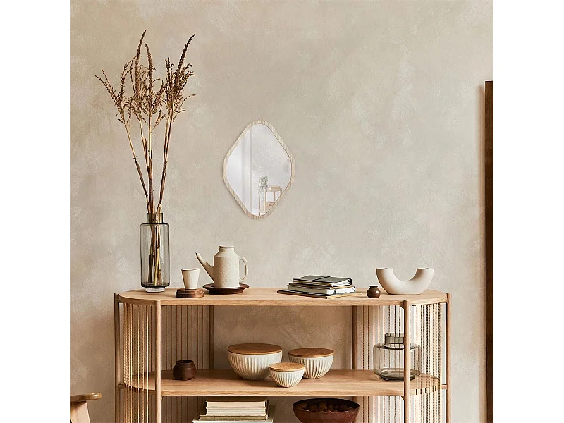 Miroir Déco Losange 34 cm avec Contour en Bois - JORIS