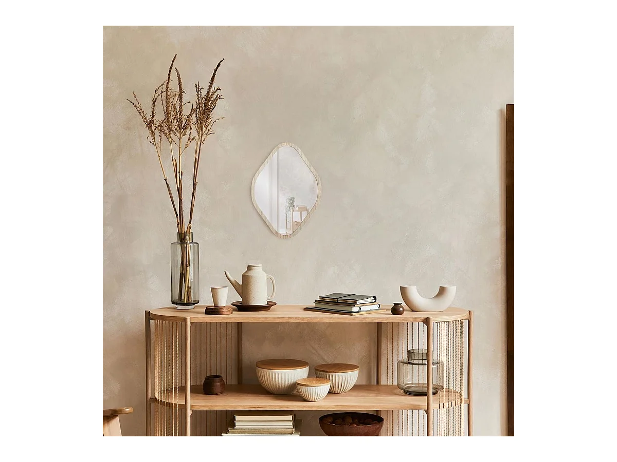 Miroir Déco Losange 34 cm avec Contour en Bois - JORIS