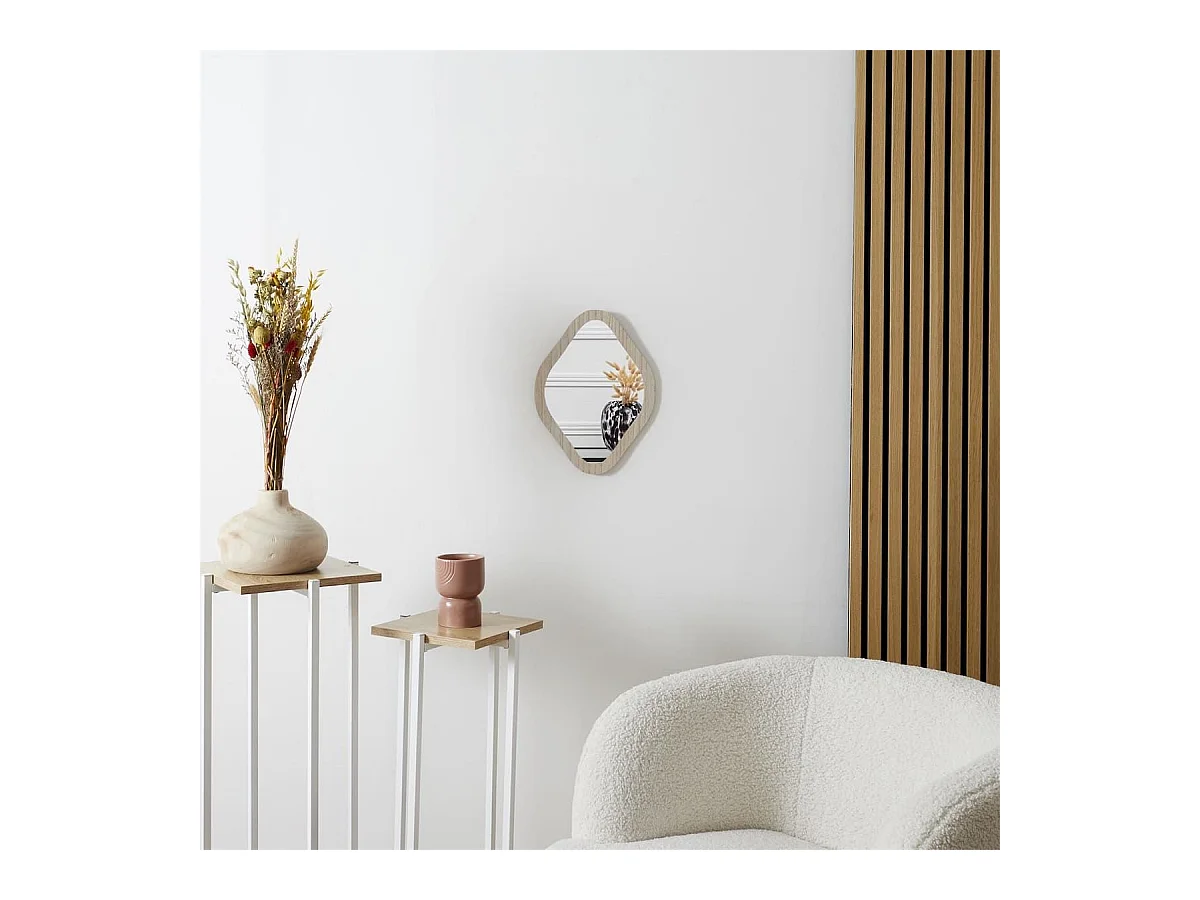 Miroir Déco Losange 34 cm avec Contour en Bois - JORIS