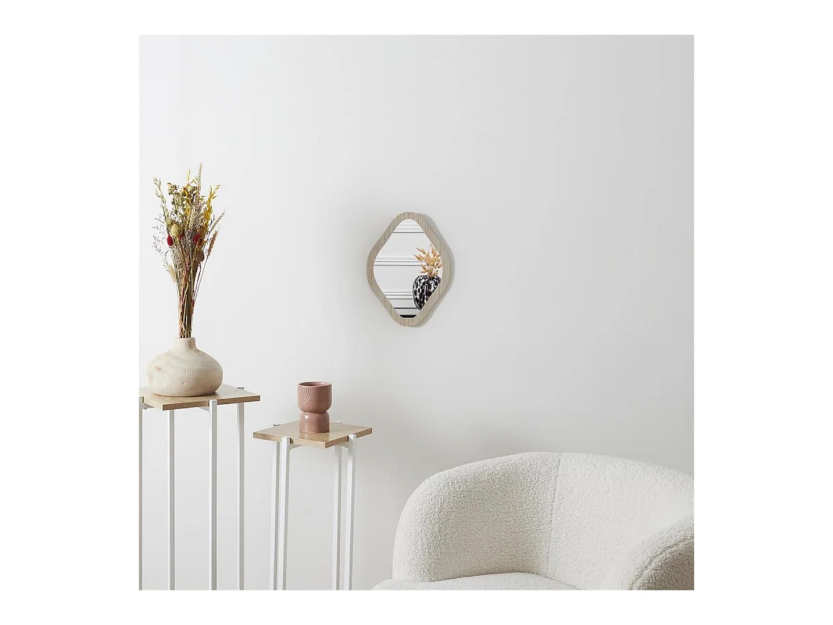 Miroir Déco Losange 34 cm avec Contour en Bois - JORIS