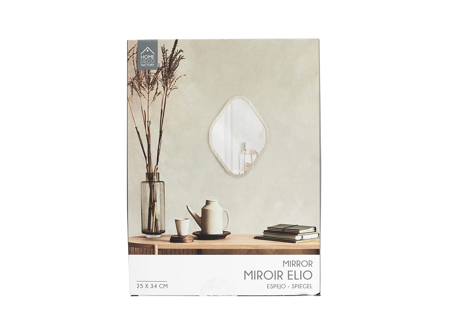 Miroir Déco Losange 34 cm avec Contour en Bois - JORIS