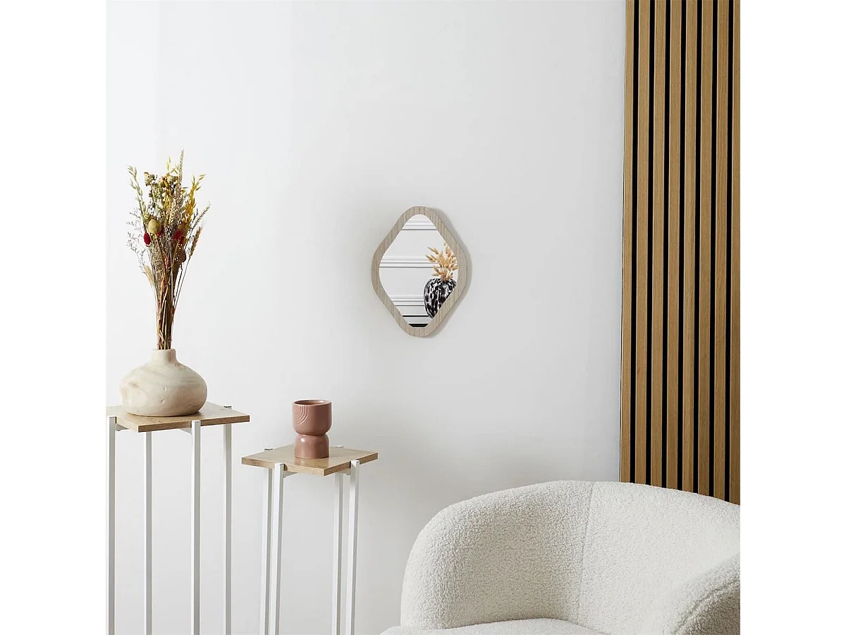 Miroir Déco Losange 34 cm avec Contour en Bois - JORIS