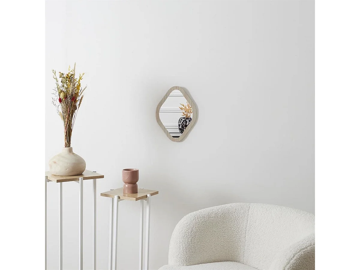 Miroir Déco Losange 34 cm avec Contour en Bois - JORIS