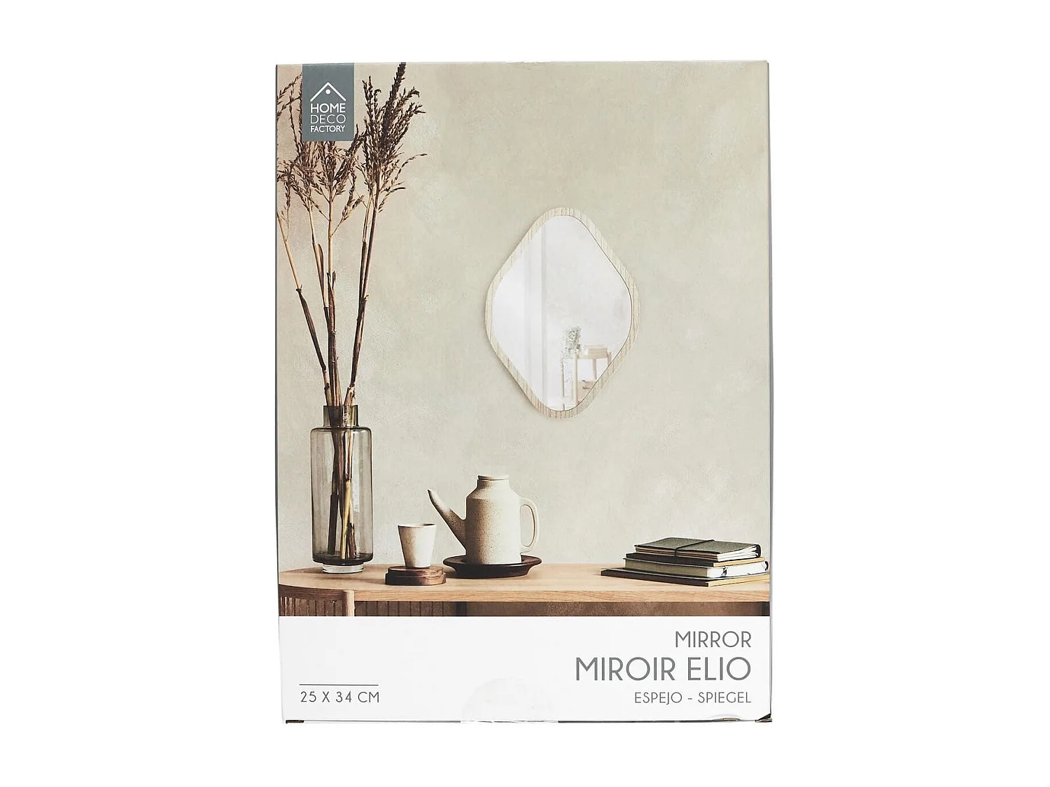 Miroir Déco Losange 34 cm avec Contour en Bois - JORIS