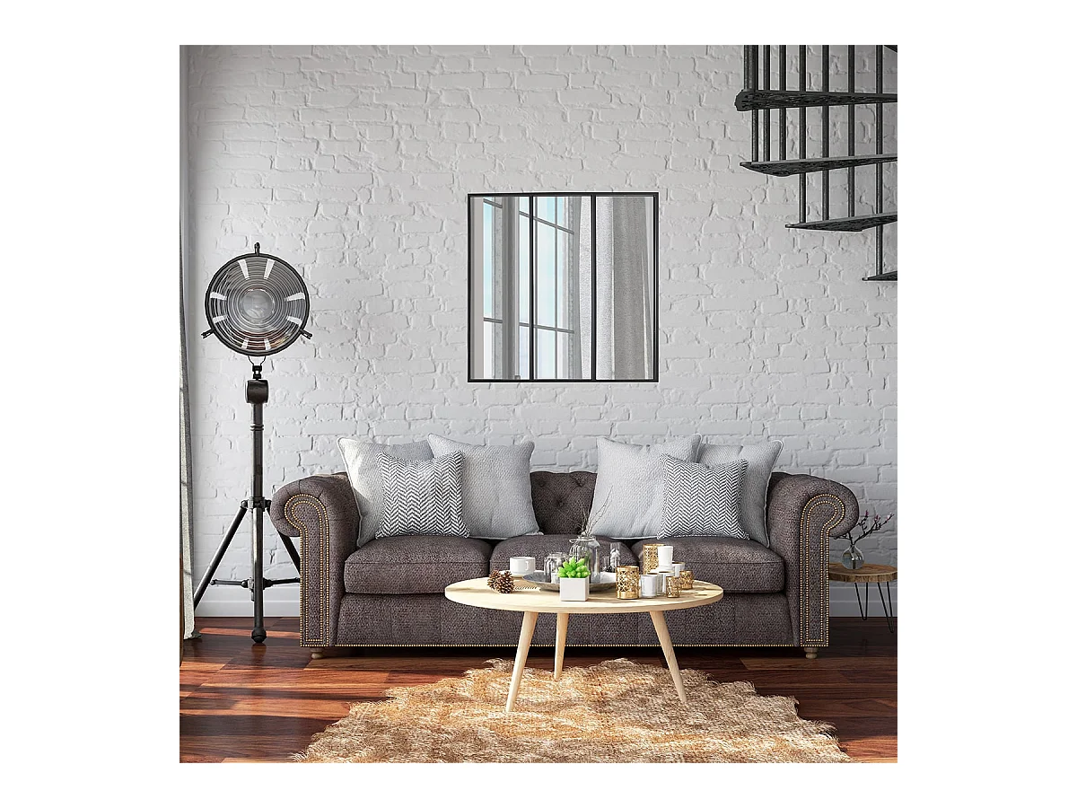 Miroir Forme Verrière Atelier Carré Métal Noir 61,5cm - VERIS