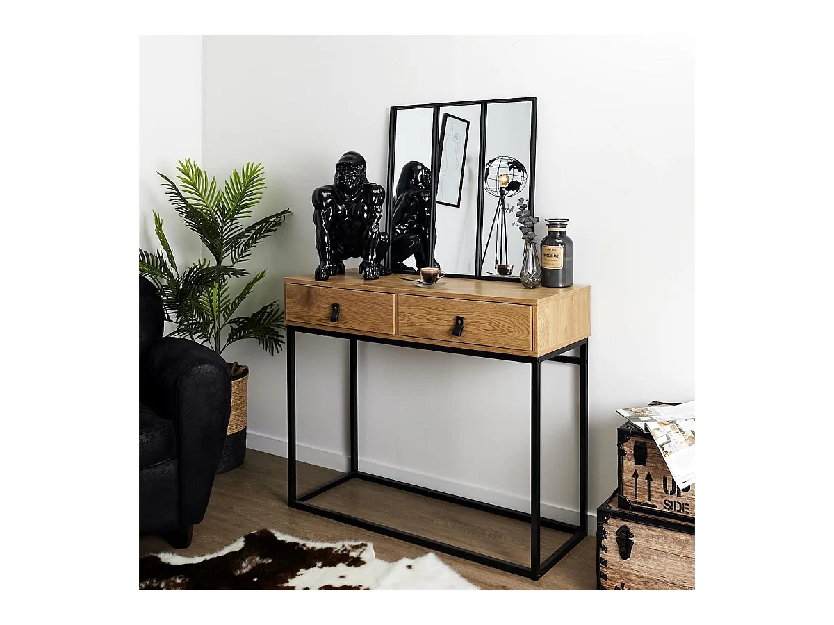 Miroir Forme Verrière Atelier Carré Métal Noir 61,5cm - VERIS