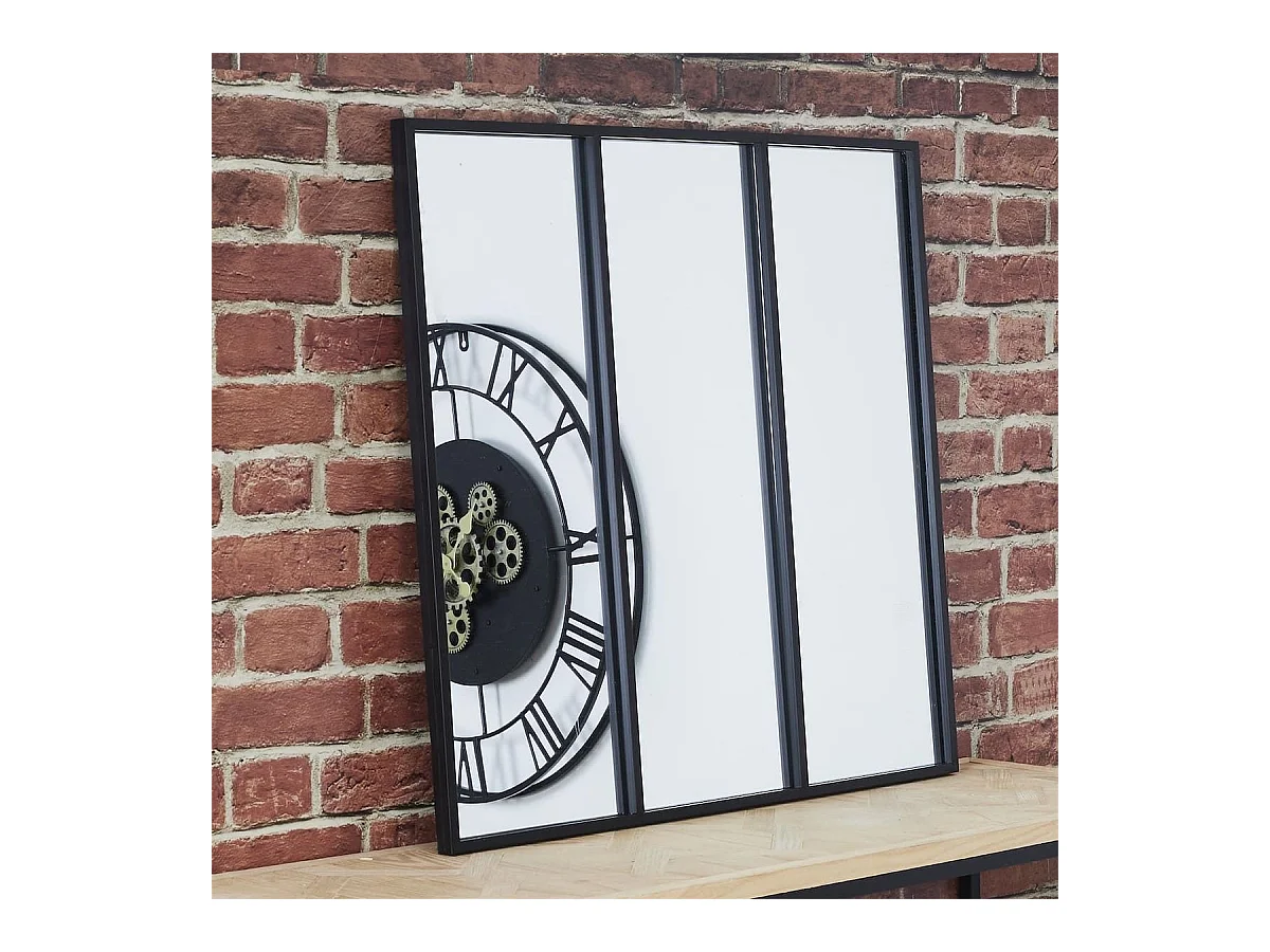 Miroir Forme Verrière Atelier Carré Métal Noir 61,5cm - VERIS