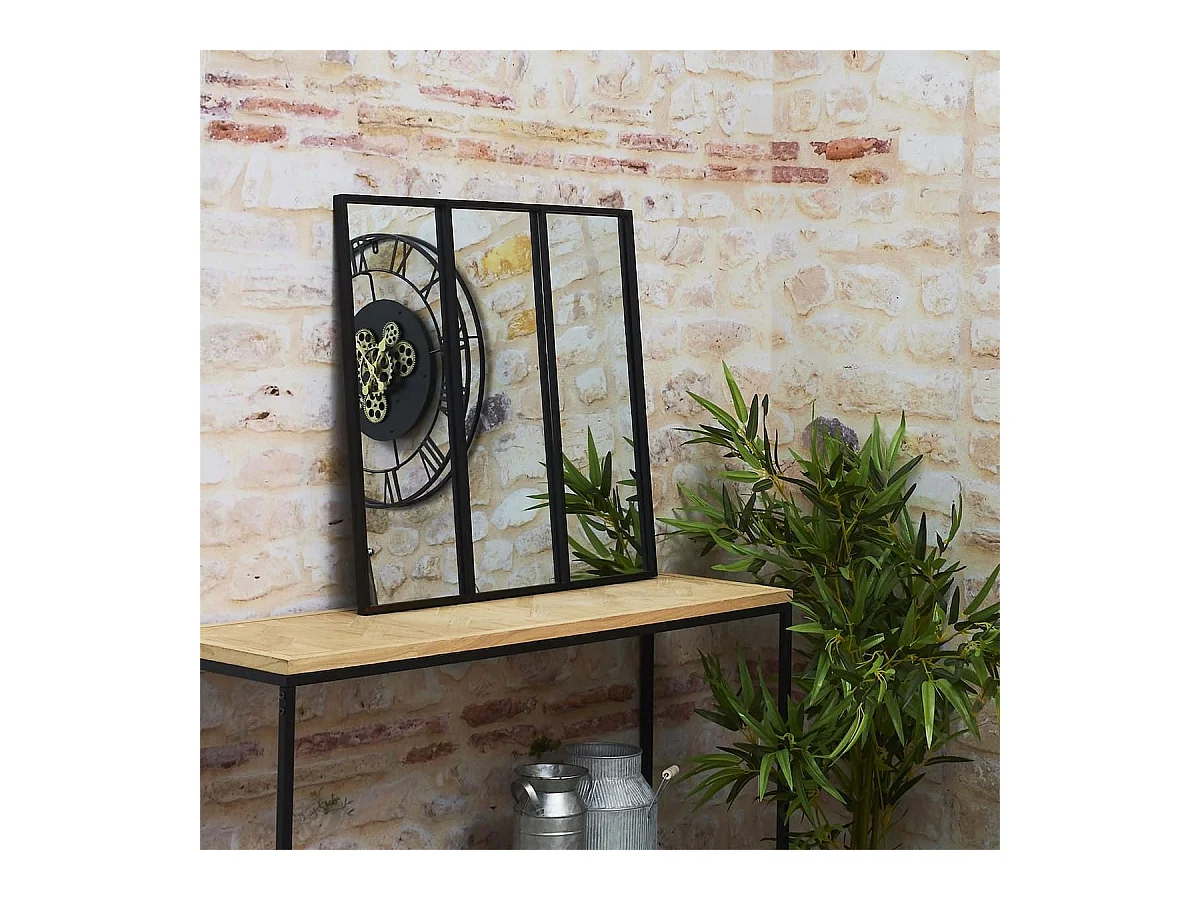 Miroir Forme Verrière Atelier Carré Métal Noir 61,5cm - VERIS