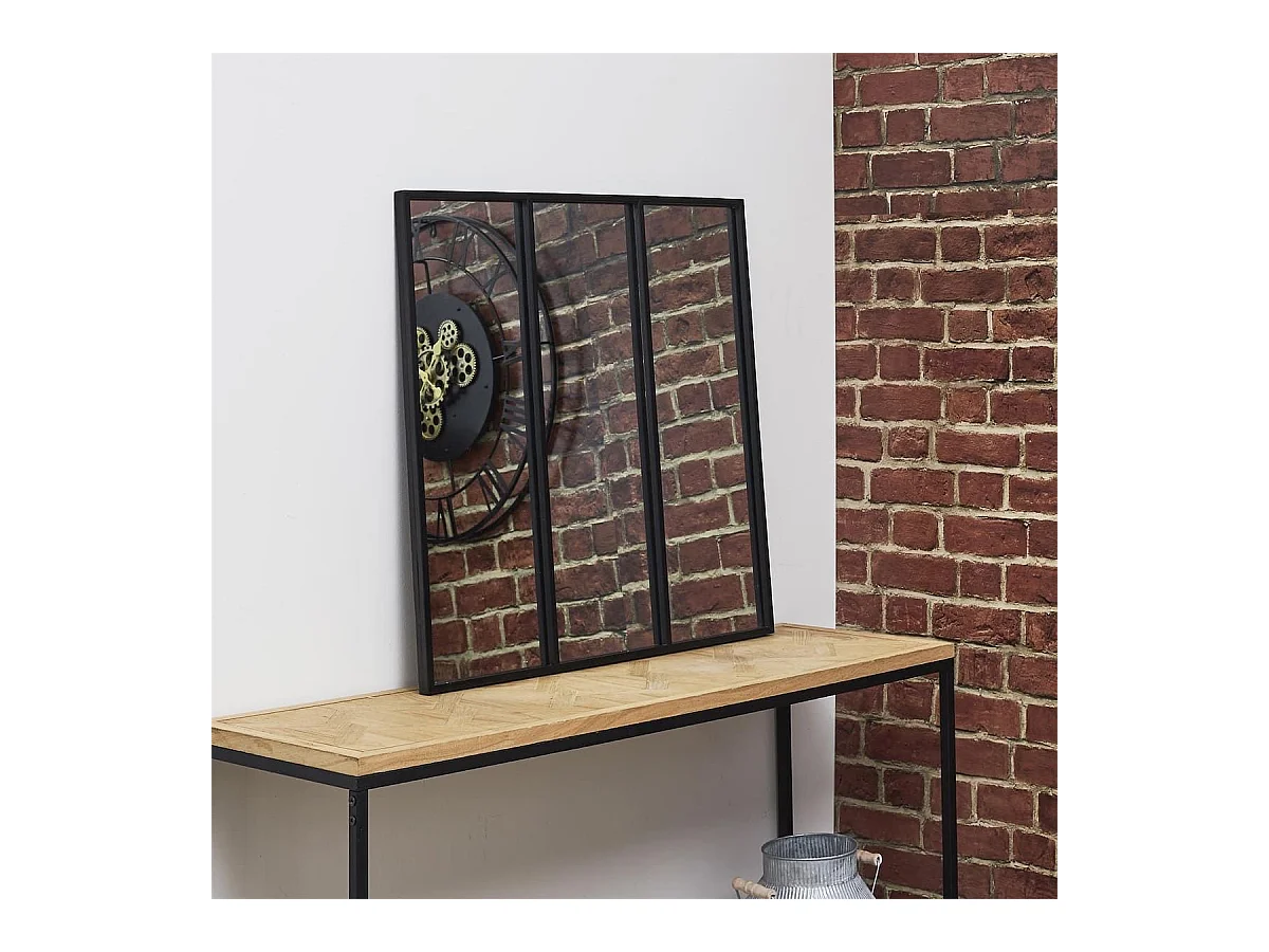 Miroir Forme Verrière Atelier Carré Métal Noir 61,5cm - VERIS