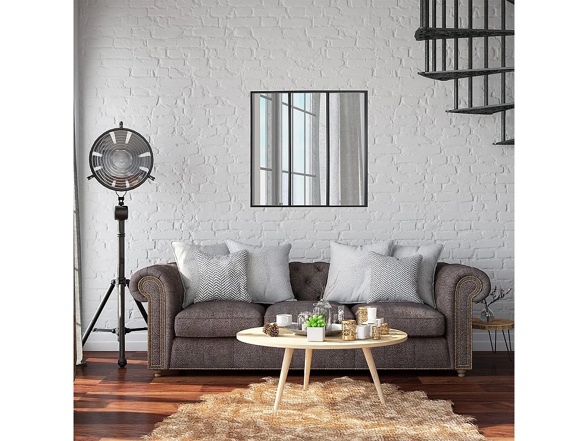 Miroir Forme Verrière Atelier Carré Métal Noir 61,5cm - VERIS