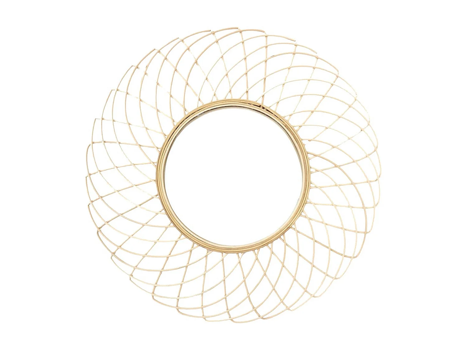 Miroir Rond Déco Rosace en Bambou Ø90cm - RINGA