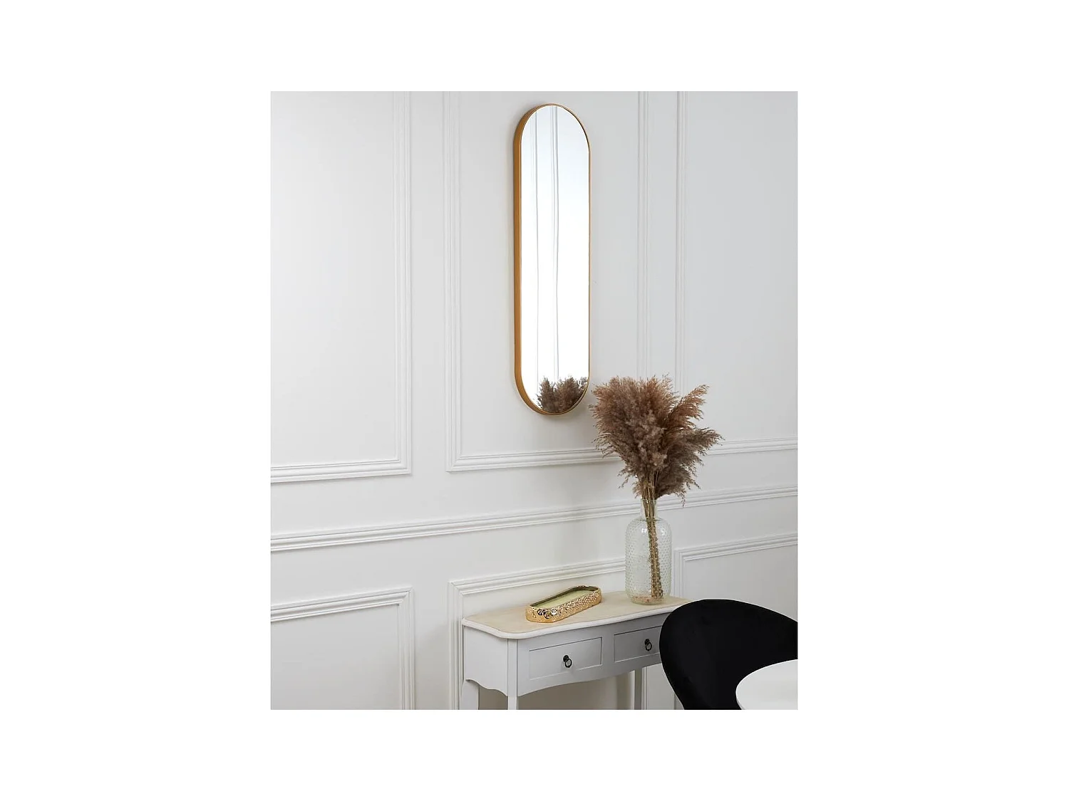 Miroir Doré Ovale 30x100 cm - HEVIA