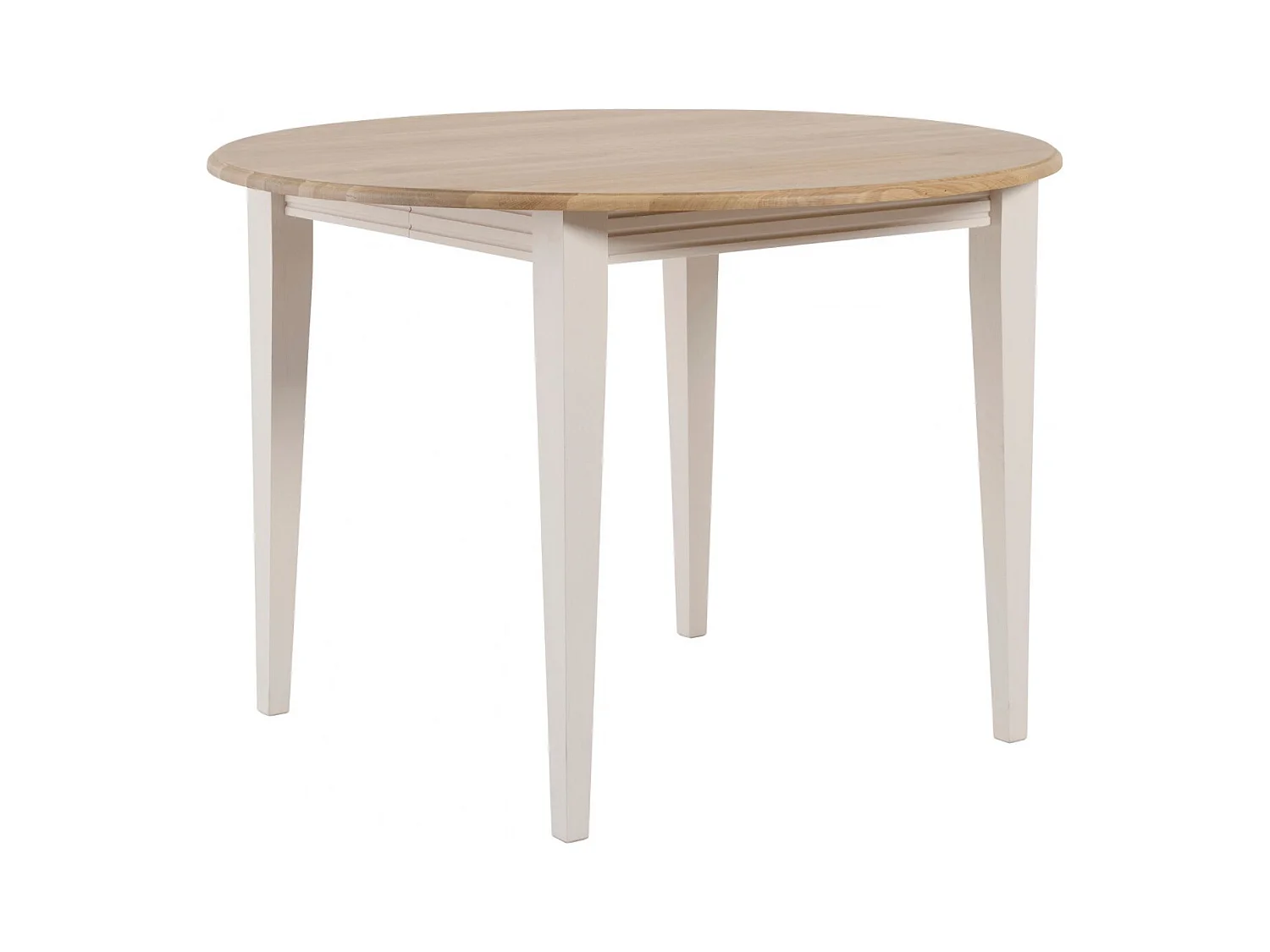 Table ronde extensible en chêne/grège 4/6 places D105 pieds fuseau - VICTORIA