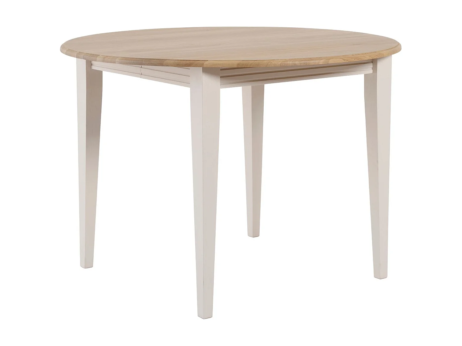 Table ronde extensible en chêne/grège 4/6 places D105 pieds fuseau - VICTORIA