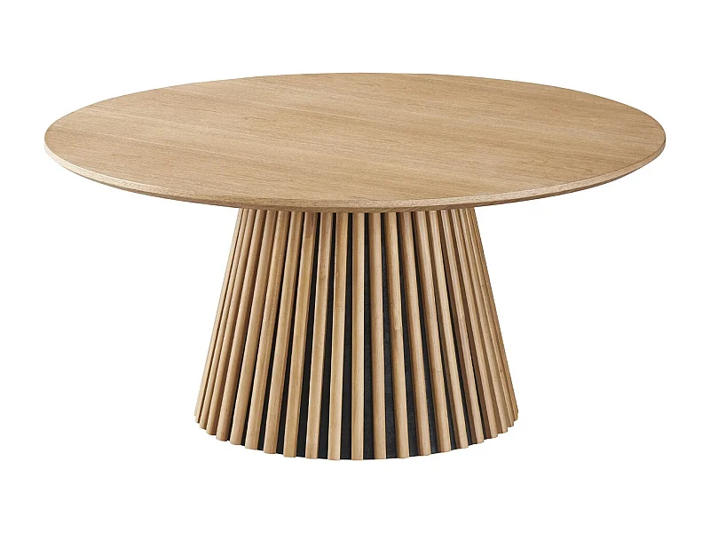 Table basse ronde en bois piètement cannelé Ø80 cm - Ada