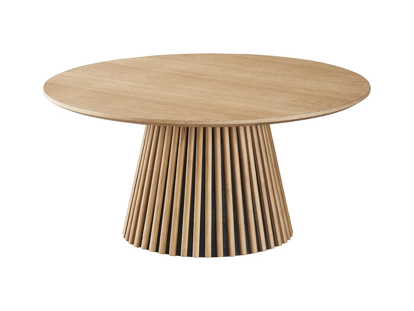 Table basse ronde en bois piètement cannelé Ø80 cm - Ada